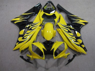 R6 06-07 Motorrad Verkleidungen - Gelb Schwarz Flamme