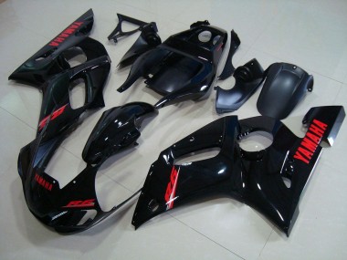 R6 98-02 Motorrad Verkleidung - Glänzend Schwarz Rote Aufkleber