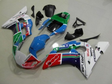 R6 98-02 Motorrad Verkleidungen - Blau Weiß Grün Rot Wudy Motul Dunlop