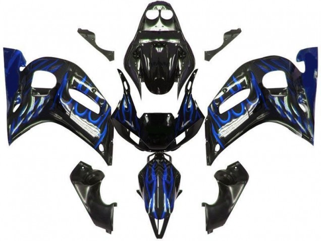 R6 98-02 Motorrad Verkleidungen - Schwarze Blau Flamme R6 98-02 Motorrad Verkleidungen - Schwarze Blau Flamme