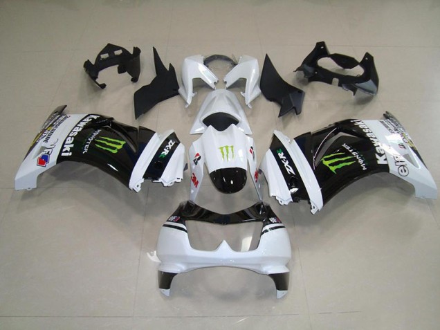 ZX 250R 08-12 Motorrad Verkleidungen - Schwarz Weißes Monster ZX 250R 08-12 Motorrad Verkleidungen - Schwarz Weißes Monster