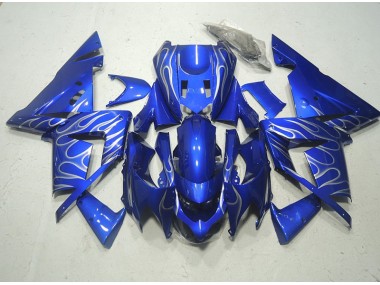 ZX10R 03-05 Motorrad Verkleidungen - Blau Weiße Flamme