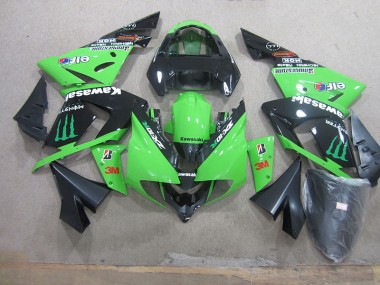 ZX10R 03-05 Motorrad Verkleidungen - Schwarz Grün 3M Monster