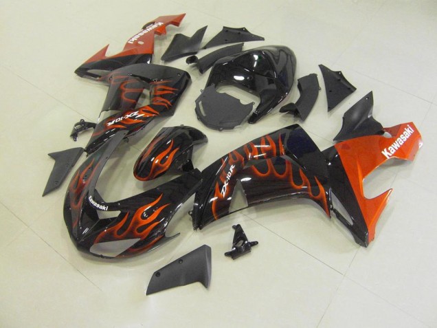ZX10R 06-07 Motorrad Verkleidungen - Orange Flamme