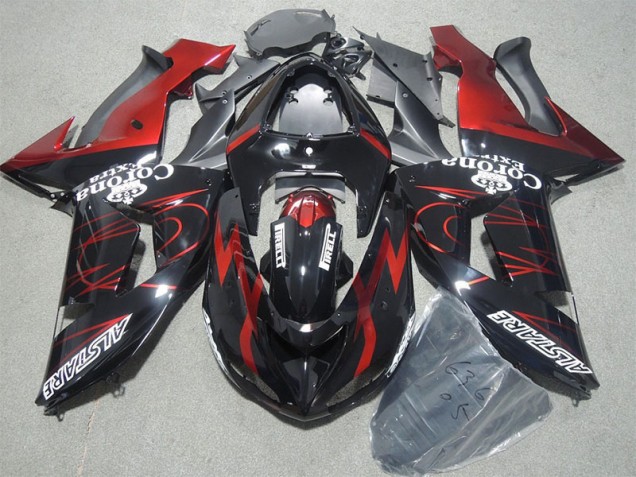 ZX10R 06-07 Motorrad Verkleidungen - Schwarz Rot Corona Extra