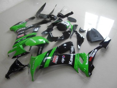 ZX10R 08-10 Motorrad Verkleidungen - Grün Schwarzer Kick