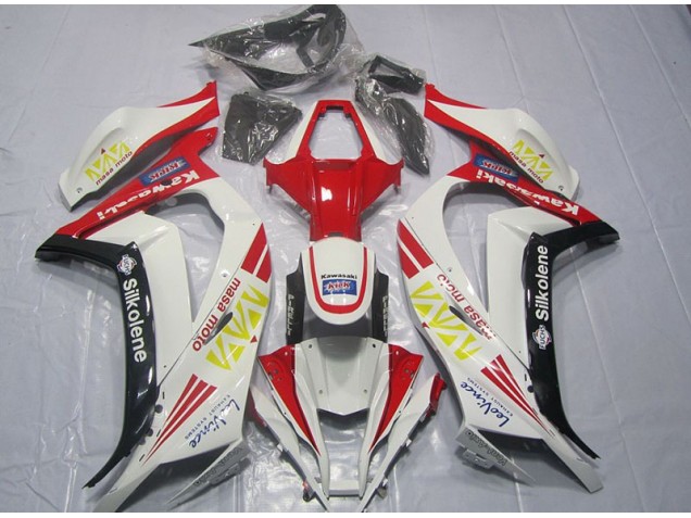 ZX10R 11-15 Motorrad Verkleidungen - Weiß Rot Silkolene