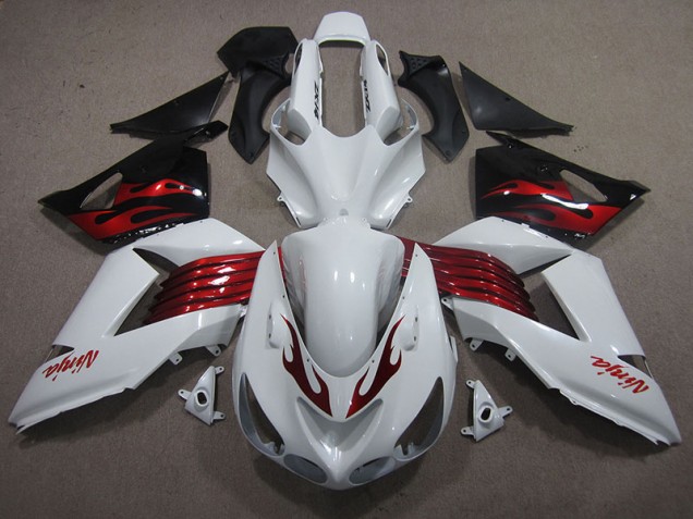 ZX14R ZZR 1400 06-11 Motorrad Verkleidungen - Weiß Rot Ninja ZX14R ZZR 1400 06-11 Motorrad Verkleidungen - Weiß Rot Ninja