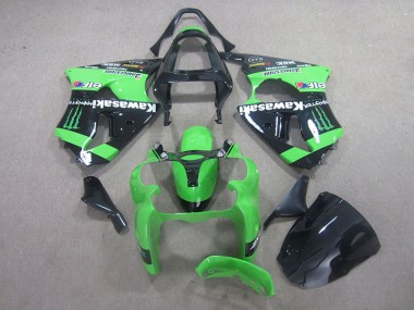 ZX6R 00-02 Motorrad Verkleidungen - Schwarz Grünes Monster
