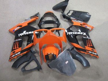 ZX6R 03-04 Motorrad Verkleidungen - Schwarz Orange Monster