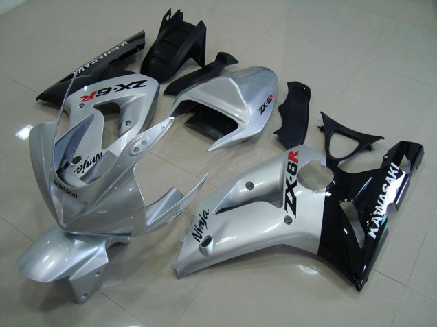 ZX6R 03-04 Motorrad Verkleidungen - Silber Schwarz ZX6R 03-04 Motorrad Verkleidungen - Silber Schwarz