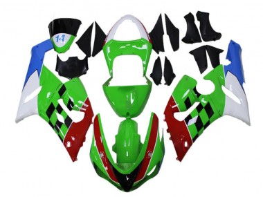 ZX6R 05-06 Motorrad Verkleidungen - Grün Rot Weiß Blau