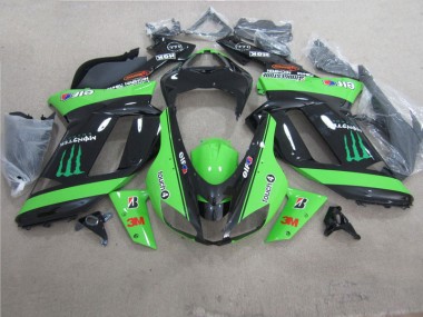 ZX6R 07-08 Motorrad Verkleidungen - Grün Schwarz 3M Monster