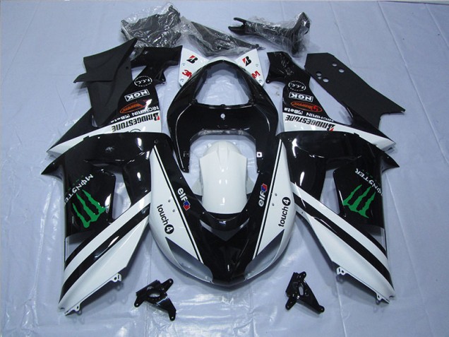 ZX6R 07-08 Motorrad Verkleidungen - Schwarz Weißes Monster Touch4 ZX6R 07-08 Motorrad Verkleidungen - Schwarz Weißes Monster Touch4