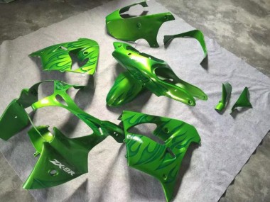 ZX9R 00-01 Motorrad Verkleidungen - Grün Grüne Flamme